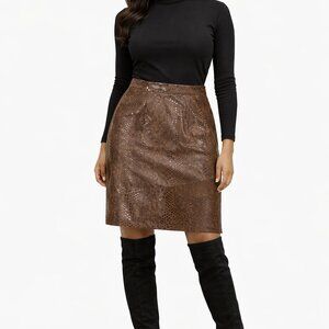 VTG 90's Brown Snakeskin Pattern Midi Skirt sz 8‎